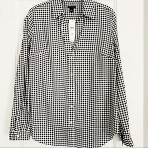 NWT Ann Taylor Black & White Gingham Tunic Blouse